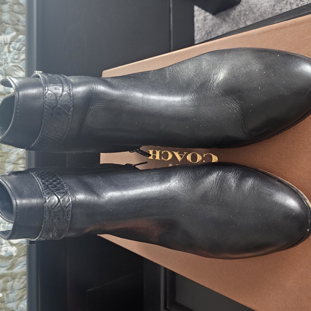 Coach Black Leather Ankle Boots